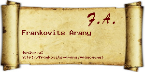 Frankovits Arany névjegykártya